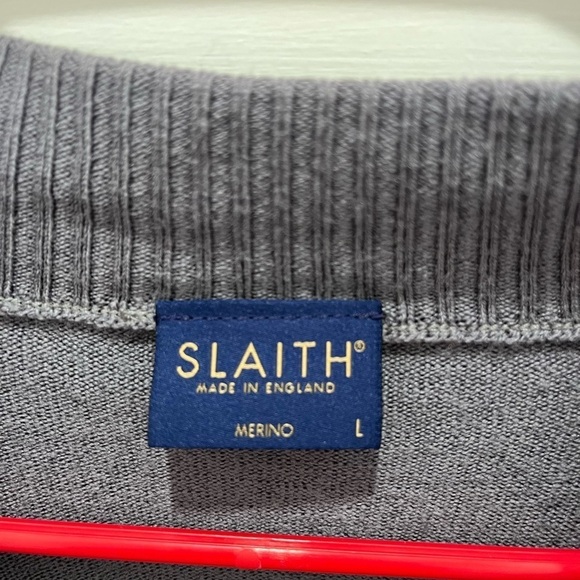 Mens Merino Wool Sweater Size L Gray Pullover Quarter Zip Mock Neck - Picture 4 of 8